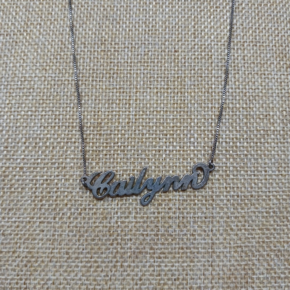 Vintage MARKED 925 STERLING SILVER 16in. "Cailynn" Chain Nameplate.